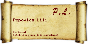 Popovics Lili névjegykártya